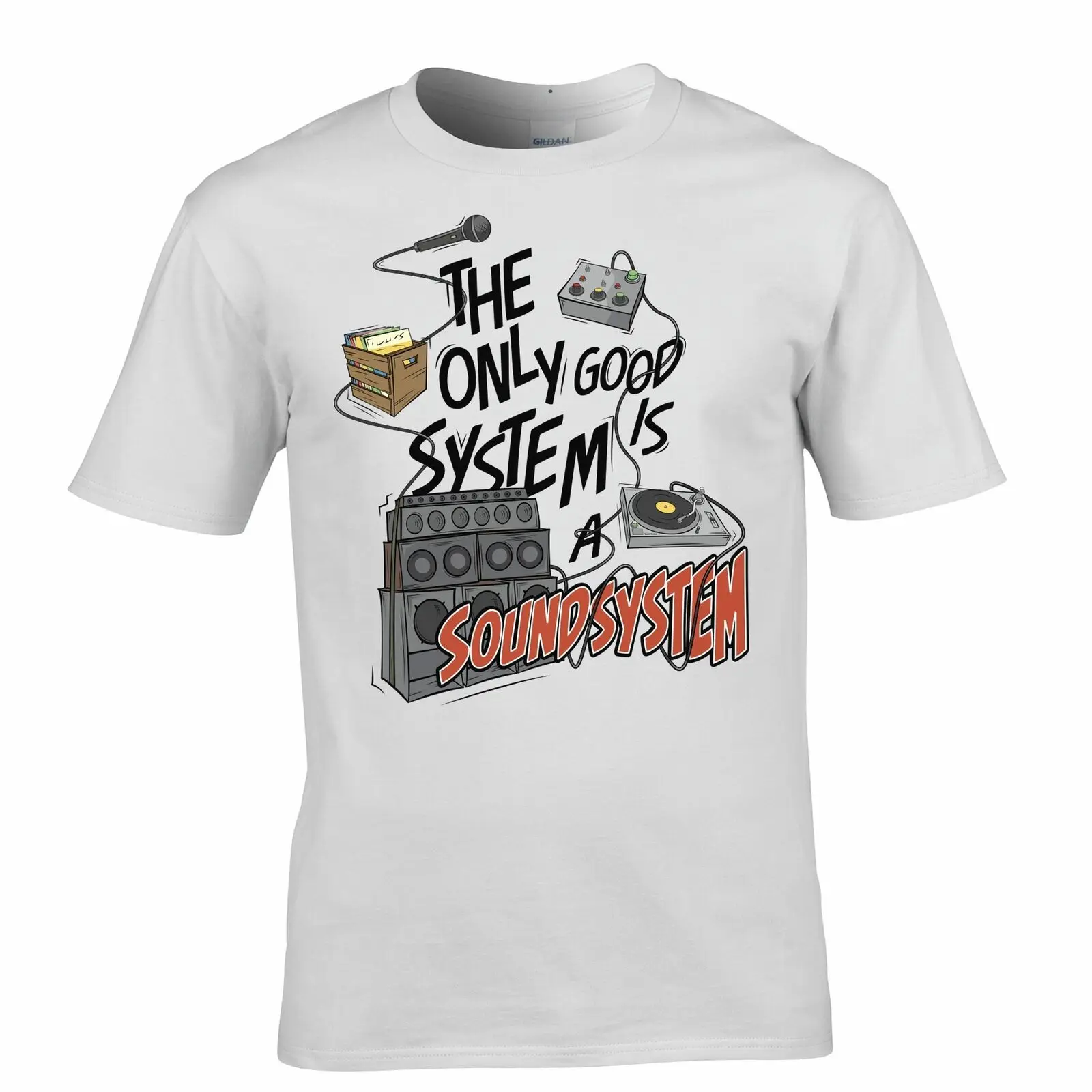 Music T-Shirt The Only Good System Is A Soundsystem Dub Culture Reggae Tops Tee Shirt Street Wear Fashion | Мужская одежда