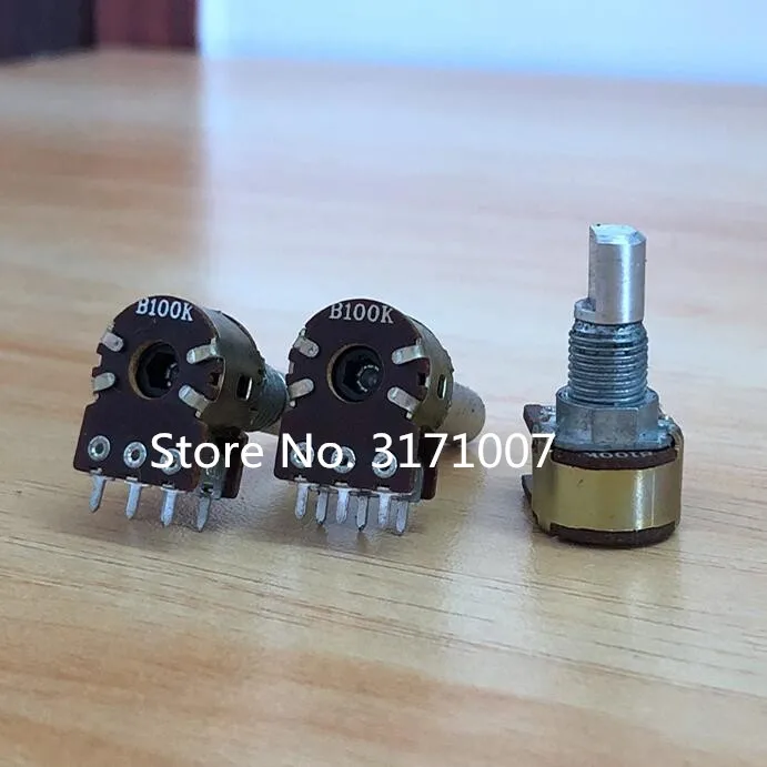 5pcs/lot Type 12 B100k Potentiometer Two-channel Audio Speaker Duplex Half-Axis Length 20mm 15mm