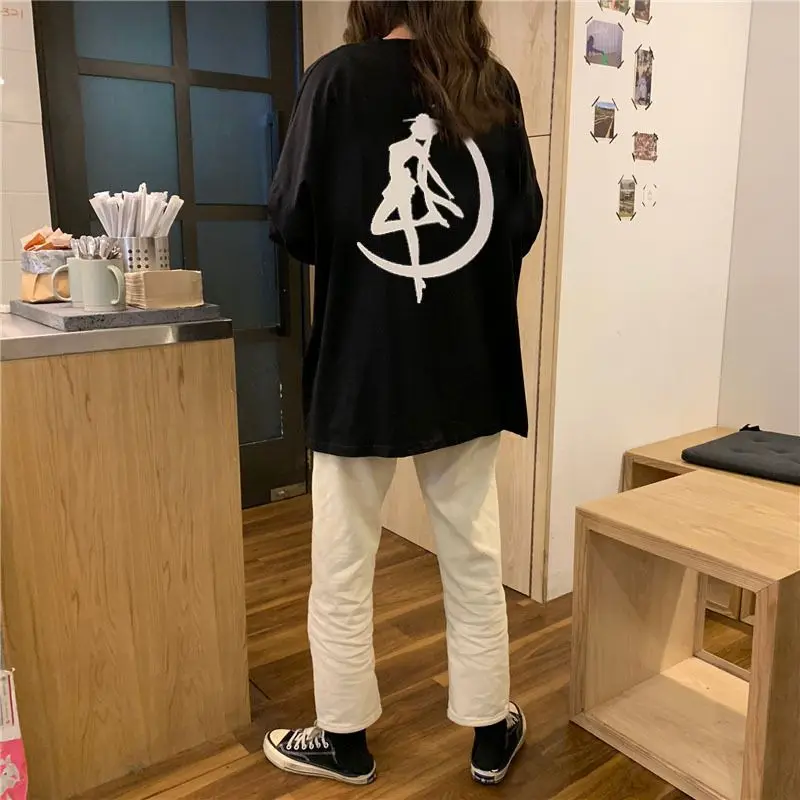 Футболка на весну и лето новая свободная футболка с длинными рукавами harajuku ropa mujer
