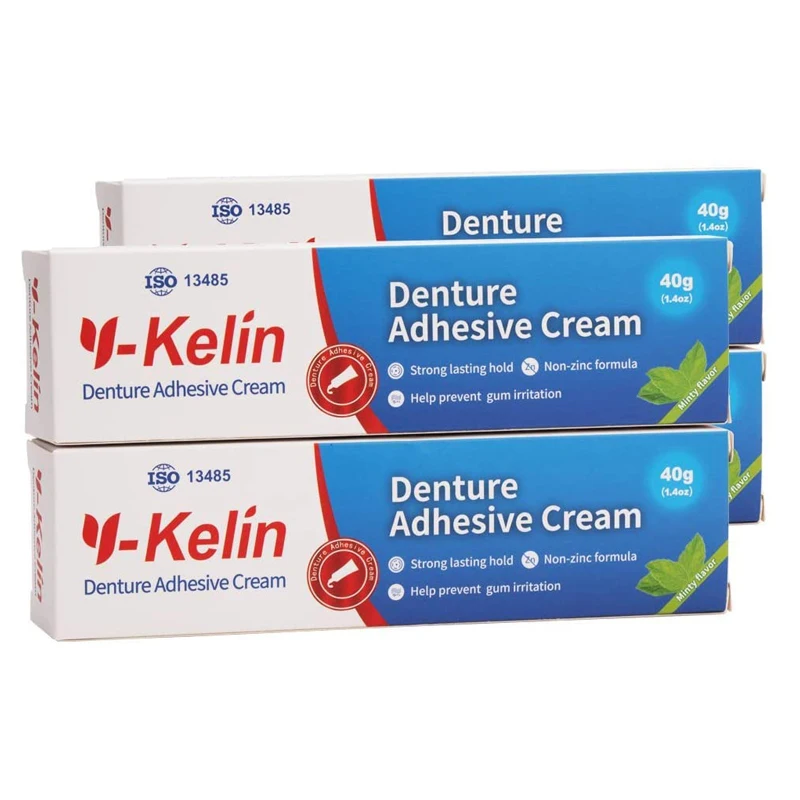 Y-Kelin Denture Adhesive Cream 3/4/6 Pack Original Formula Zinc Free Extra Strong Hold