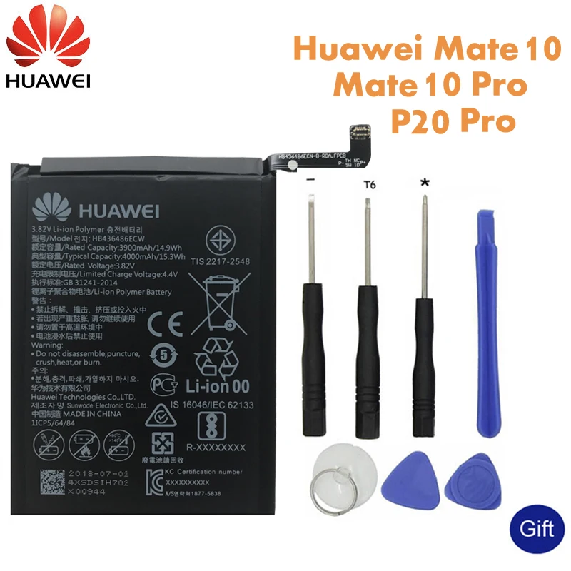 Оригинальный аккумулятор для телефона Huawei HB436486ECW 3900 мАч сменные батареи Mate 10 / Pro 20