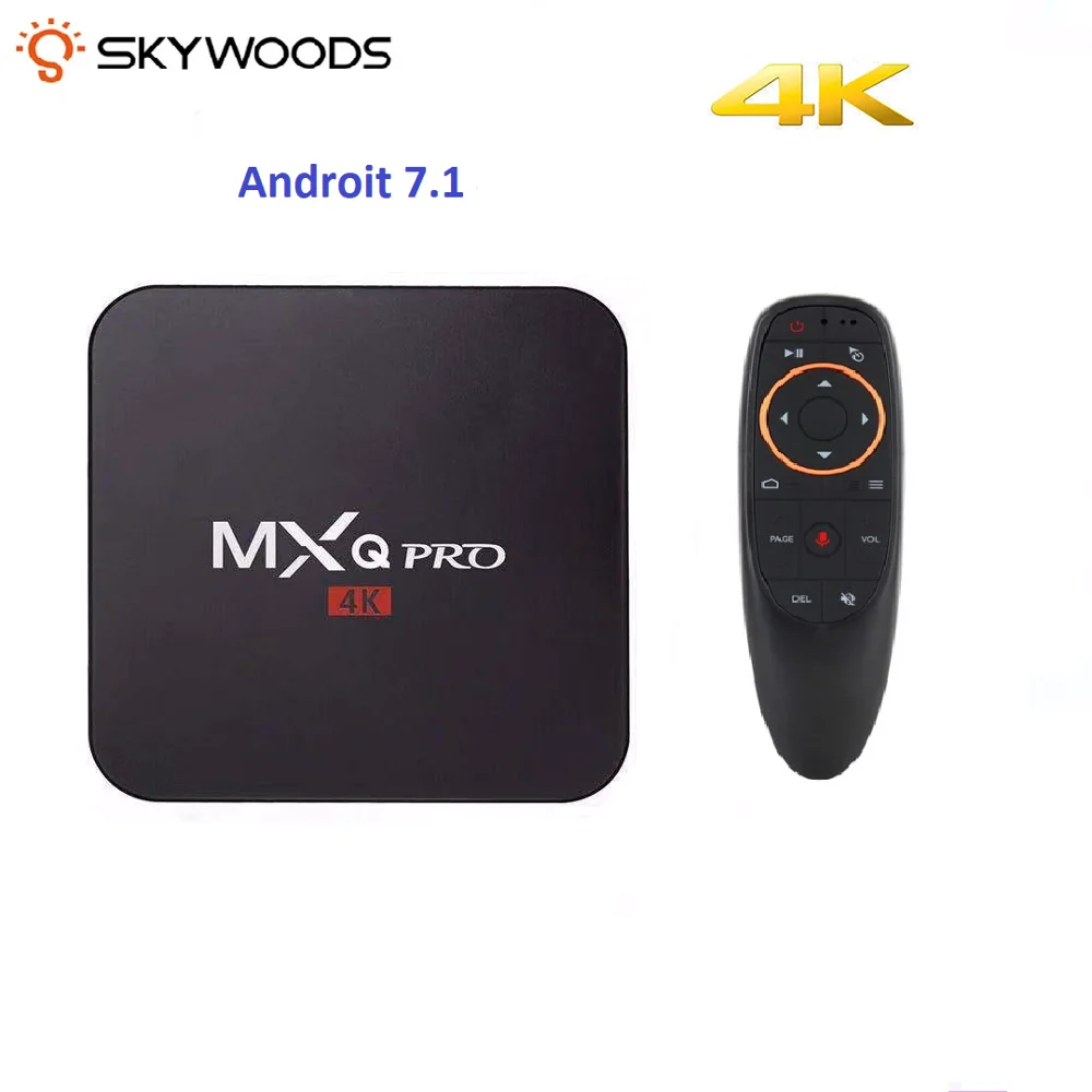 ТВ-приставка Skywoods MXQ PRO 4K Android 7 1 смарт-ТВ голосовой помощник Google Netflix медиаплеер 2 4