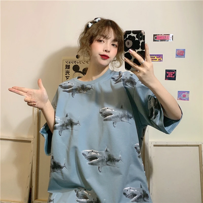 New Top short-sleeved women's tshirt loose was thin oversized half-sleeved clothes tide Korean Harajuku t shirt hip hop brandy