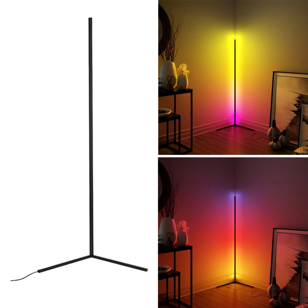 LED Corner RGB Floor Lamp Dimming Remote Control Standing Lamp Modern Decoration for Home Office Bar Cafe Pub