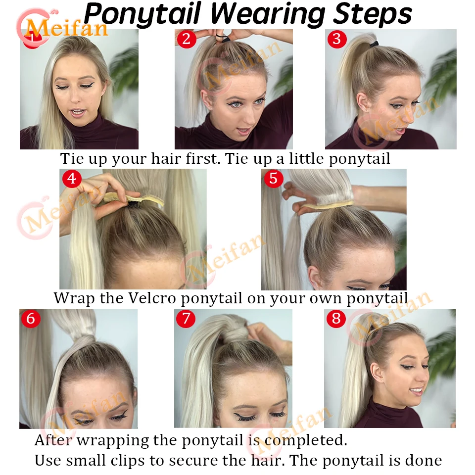 MEIFAN Synthetic Long Straight Clip in Hair Tail Nature FaKe Ponytail Extension Hairpiece With Hairpins High Temperature Ponytai fake hair extensions
