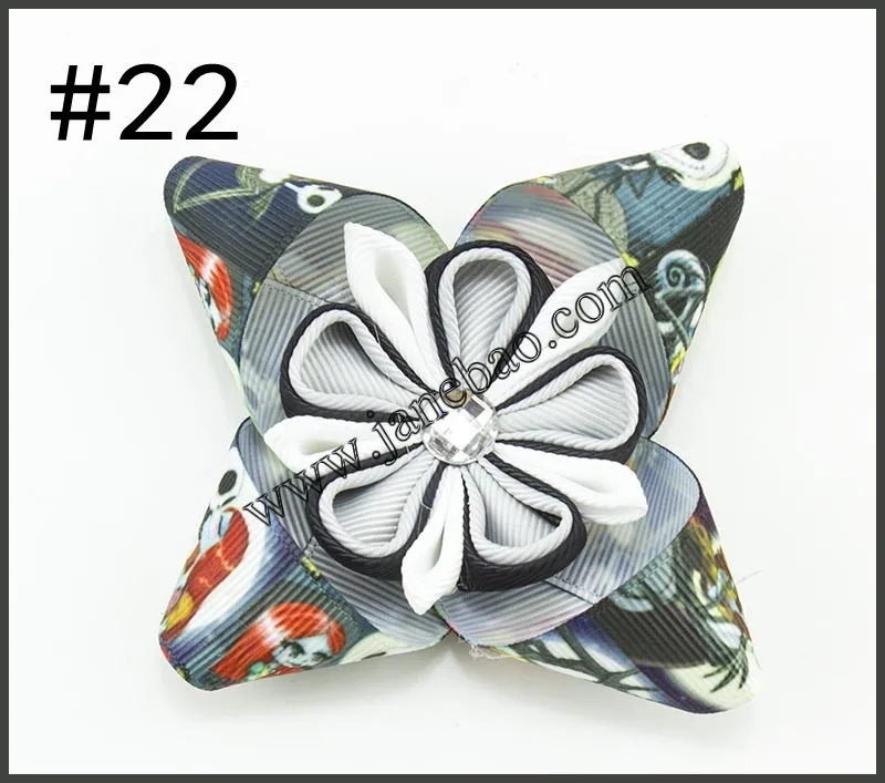 50 шт. 3 ''персонаж Kanzashi цветок заколка для волос rhonstones заколка для волос и детское для девочек с бантом аксессуары для волос