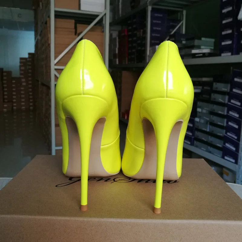 ElisabetTang/неоновые и желтые туфли на высоком каблуке 10/12 см; женские туфли-лодочки; пикантные вечерние туфли на высоком каблуке; большие размеры
