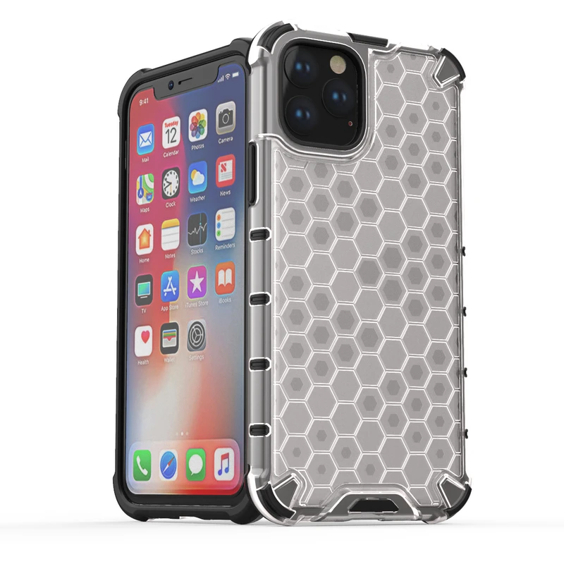 

Luxury Airbag Shockproof Armor Case on For iPhonex 11 Pro max Honeycomb Clear TPU Cases For iphone11 xr xs max 7 8plus Cover
