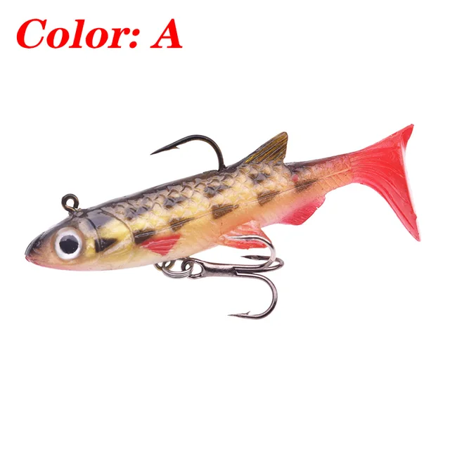 1PCS Small T Tail Soft Bait 50mm 3.5g Jig Head Silicone Swimbaits Artificial Bionics Fishing Lure Wobblers for Shad Bass Pike A