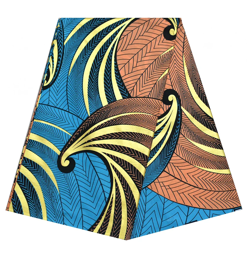 

100% хлопчатобумажная ткань в африканском стиле Анкары, ткань с воском, золотистая нигерийская африканская ткань с принтом золотистого воска, 100% хлопчатобумажная ткань