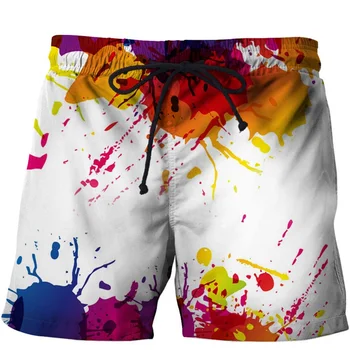 

New Casual Colorful Painting 3D Board Shorts Mens Vacation Beach Shorts For Male Summer Cool Sport Surfing Shorts