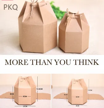 

50Pcs 2 sizes Small Kraft Gift Cardboard Boxes,Kraft Paper Boxes for Gift,Hexagonal Carton,Brown Paper Packaging Candy Box