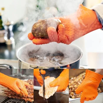 

Silicone Oven Glove Silicone Cooking Heat Gloves Oven Hand Silicon Gloves Space Oven Silicone Potholder Pot CKO100R 4