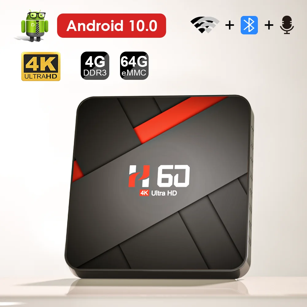 ТВ-приставка Android 10 4 + 32/64 ГБ 4K H.265 2 4/5 ГГц Wi-Fi Bluetooth | Электроника