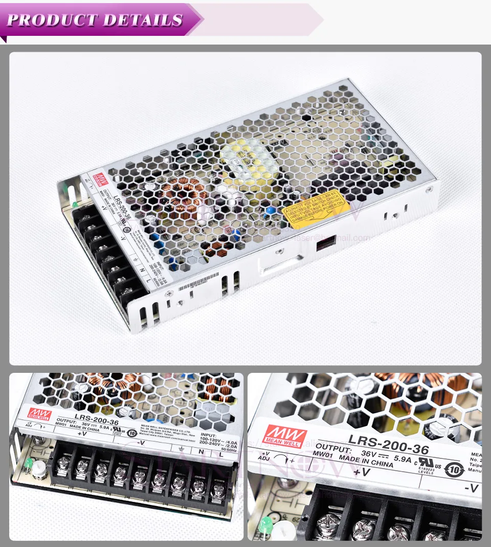 Тайвань Meanwell LRS-200-36 е-байка 36В 5.9A 200 wswitch Питание для лазерного контроллера
