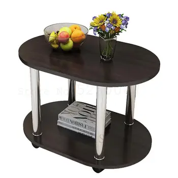 

Modern Simple Living Room Mini Small Family Tea Table Sofa Corner Movable Coffee Oval Table Belt Wheel