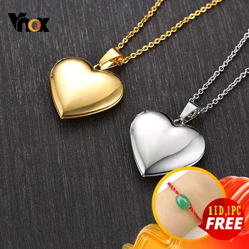Vnox Romantic Heart Photo Frame Necklaces for Women Gifts Can Be Opened Stainless Steel Promise Love Keepsake Jewelry