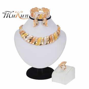 

MUKUN 2020 Dubai Gold Color Jewelry Sets For Women African Necklace Earrings Bracelet Rings For Party Wedding Bridal Accessories