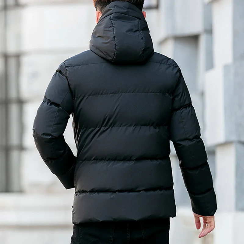 Зимняя мужская куртка-парка hombre модное Брендовое однотонное Пальто мужское утепленное теплое пальто с капюшоном Мужские повседневные парки Пальто