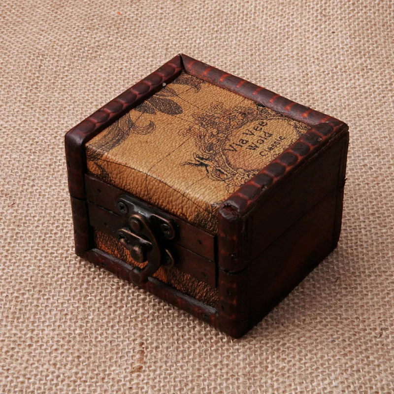 

Vintage Wooden Map Storage Box Case Jewellery Cufflinks Chest Small Gift New Y4QB