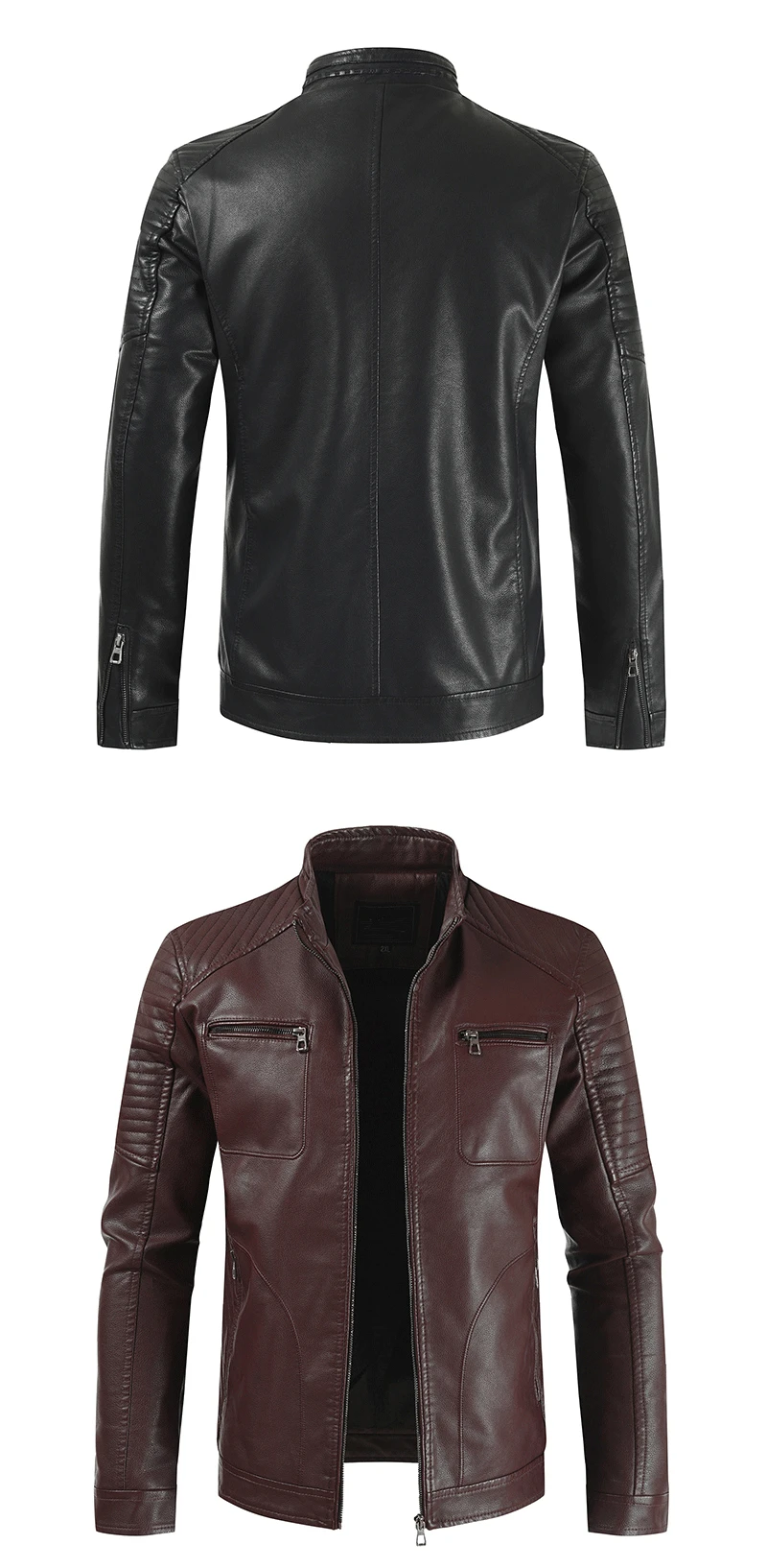 CYSINCOS Winter Europe Vintage Harajuku Mens Leather Jacket Fashion Casual Slim Fleece Men Leather Jackets Coats