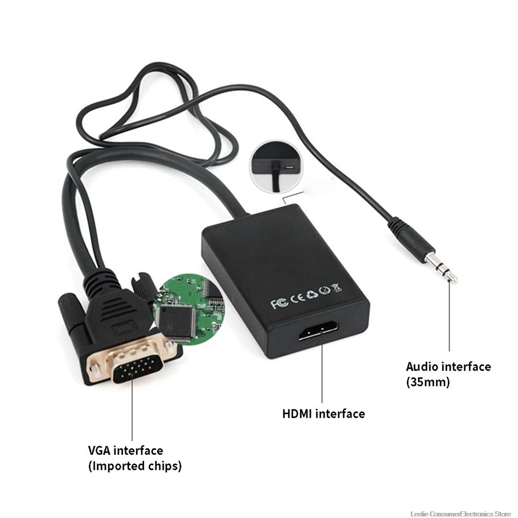 Преобразователь аудиовизуальных систем Vga-Hdmi переходник с аудио выходом 1080P адаптер Vga HDMI для ПК ноутбука