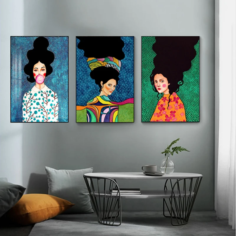 

Nordic Modern Style Hand-drawn Characters Colorful Canvas Painting Decor Wall Art Handmade Painting For Living Room Bedroom