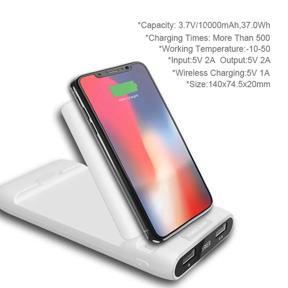 3 IN 1 10000mAh Qi Drahtlose Ladegerät Power Bank Für Xiao mi mi iPhone Externe Batterie Drahtlose