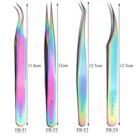 1PCS Anti-static Stainless Steel Tweezers Professional Eyebrow Clips Rainbow Eyelash Extension Tweezers Makeup Tools GLFBT1-4 2