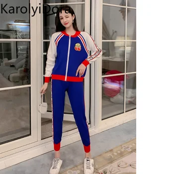 

Early autumn new 2019 casual sports suit knitted sweater plus pants early autumn fashion two-piece suit