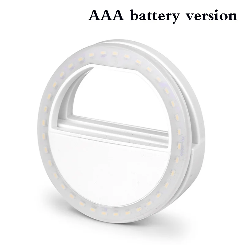 white (no Battery) Rovtop Универсальный светодиодный кольцевой светильник для селфи портативный мобильный телефон 36 светодиодный S лампа для селфи светящаяся кольцевая клипса для IPhone 6 8 7 Plus - Цвет: white (no Battery)