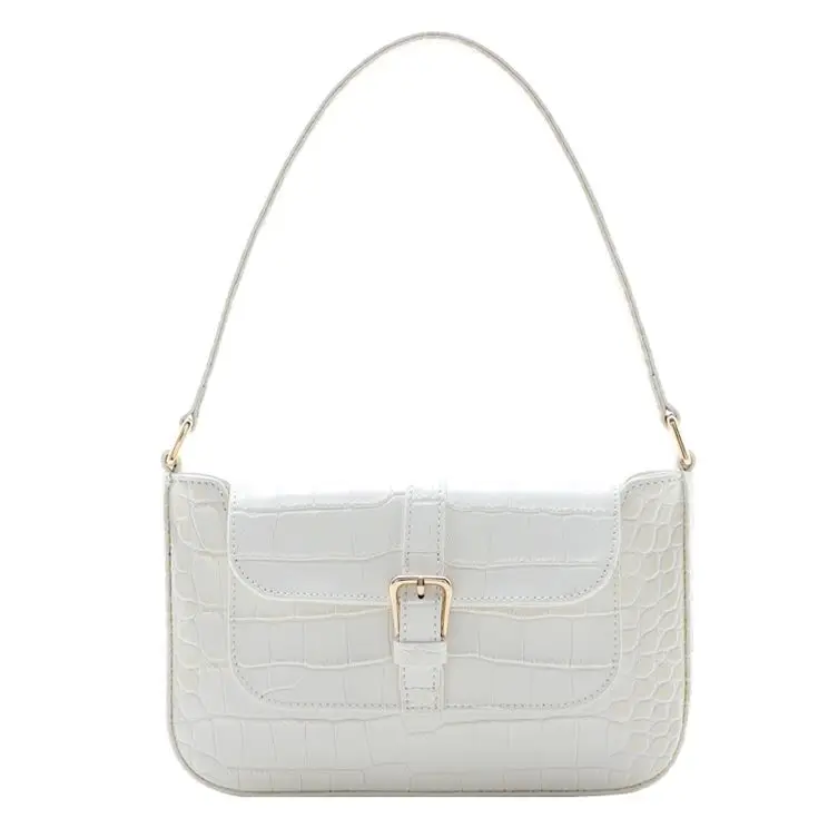 Крокодиловый узор, женская сумка на плечо, натуральная кожа, женская сумка \ сумки, элегантная, простая, Ретро стиль, Воловья кожа, женская сумка-тоут~ 19B33 - Цвет: white Crocodile big