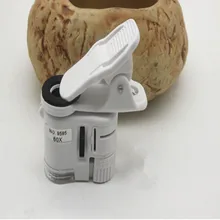 Универсальный 60X мобильный телефон Макрос микроскопа объектив зум Микро камера клип с светодиодный светильник