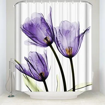 

Home Tulip Flowers Florals Shower Curtain Liner, bathroom curtians Waterproof Polyester,72 x 72-Inch,Purple