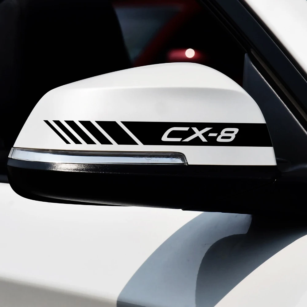 20*2CM Reflective Car Rearview Mirror Stickers 2PCS Creative Decor Decals For Mazda Axela Atenza CX-3 CX-5 CX-8 Demio MPS 3 6 MS