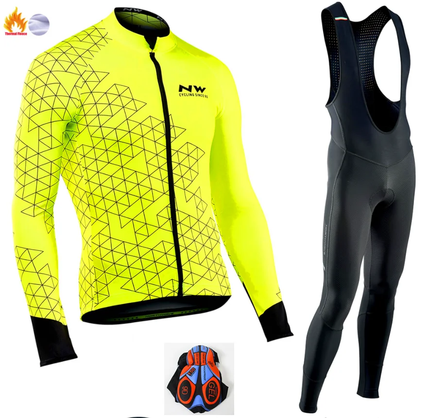 Ropa ciclismo теплая Зимняя Теплая Флисовая велосипедная одежда, мужская Трикотажная одежда, костюм для езды на велосипеде, MTB Одежда, комбинезон, комплект - Цвет: Winter Cycling Suit