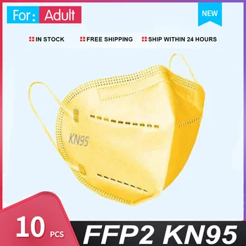 

10 pcs mask kn95 mask pm2.5 mask ffp2 reusable masque kn95 ffp2 yellow 10 pcs safety masque sold at a low price mascarillas