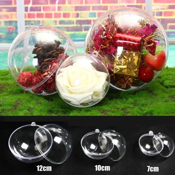 

10 Pcs 5/7/10/12/16cm Transparent Open Plastic Christmas Decorations Ball Clear Bauble Ornament Gift Present Box Decoration