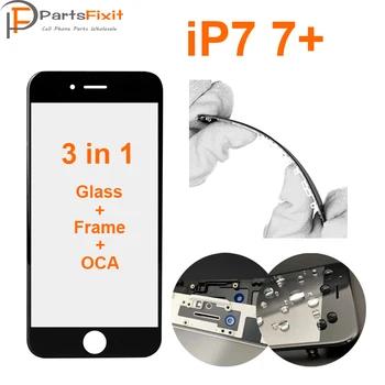 

5pcs 3in1 Premium Glass Cold Press Frame OCA for iPhone7/7plus Front Screen Glass Lens with Bezel Preinstalled OCA 3 in 1 Glass
