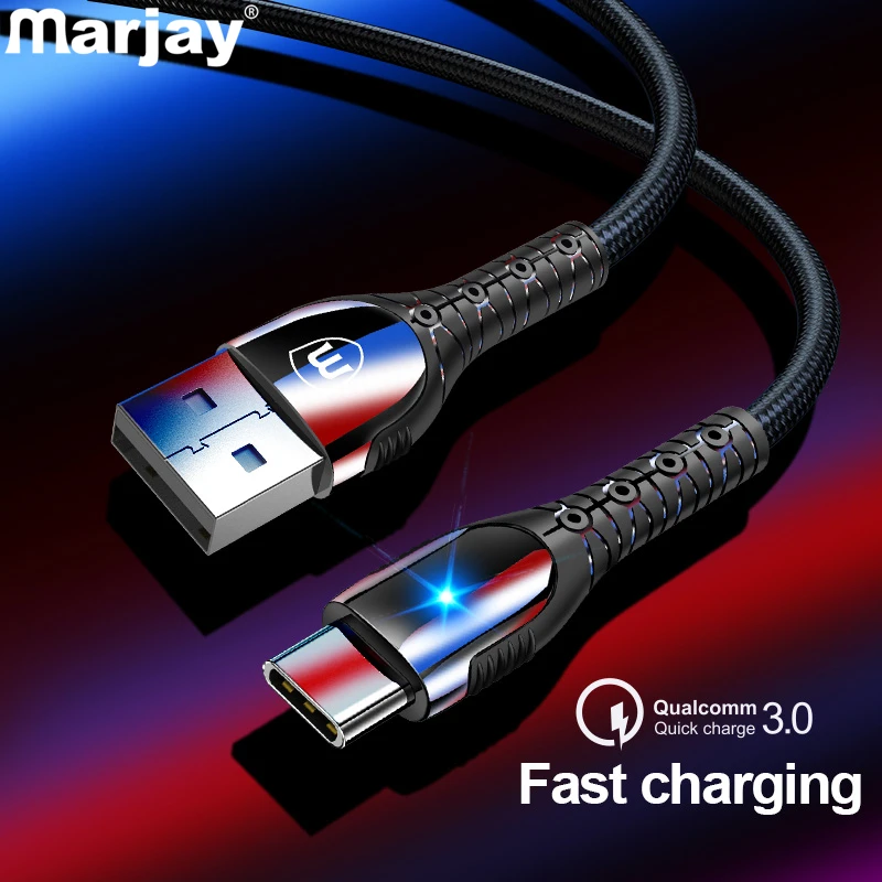 

Marjay USB Type C Cable For Samsung S8 S9 S10 A50 A70 3A Fast Charging USB C For Xiaomi Redmi Note 7 Mobile Phone Type-C Cable