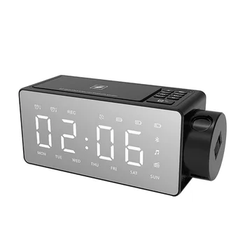 

TF Card Support LED Display Bedroom Wireless Charging Desktop Decoration Alarm Clock FM Radios Projection Bluetooth Speaker