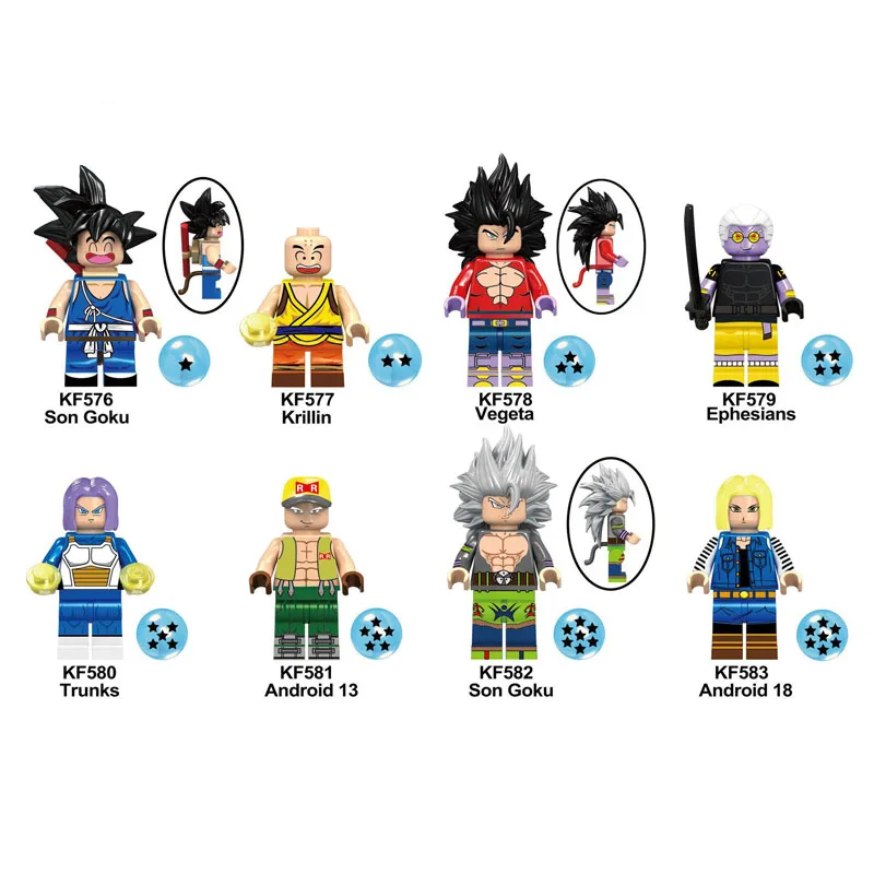 8 шт./компл. KF6030 строительные блоки Dragon Ball фигурки Вегета идеальная ячейка Majin Buu Gohan Bululma Bardock Кирпичи Детские игрушки KF6030