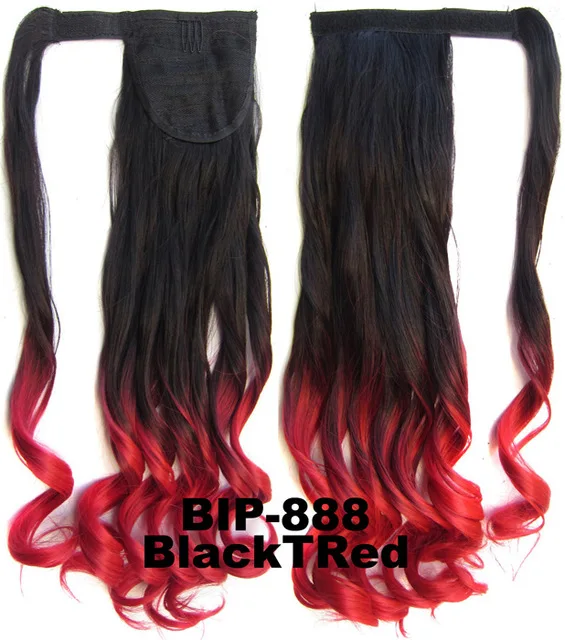 jeedou Ponytail Wavy Hair Black Color Wrap Around Ponytail Extensions Synthetic Hair Ribbon Trend Undone and Messy