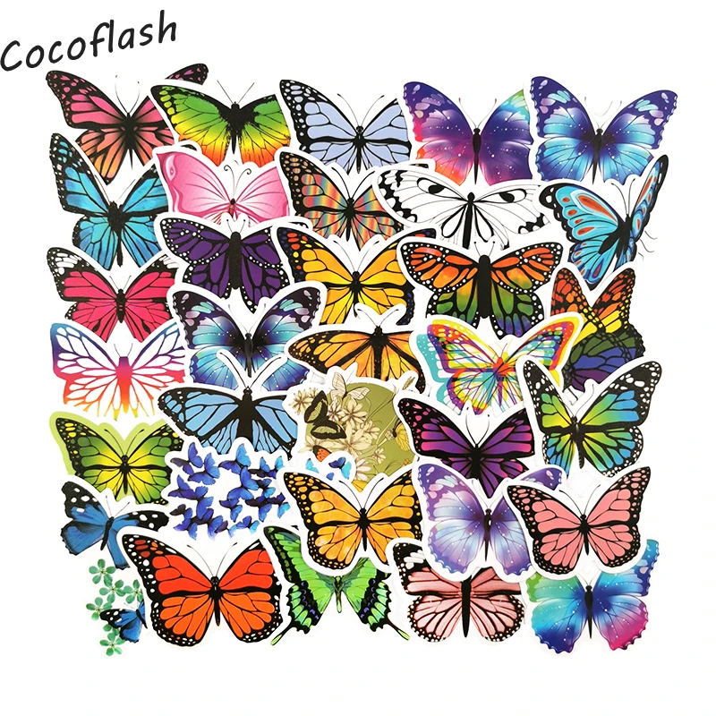 10/50PCS/Set Beautiful Insect Butterfly Stickers Decal Vinyl Pegatina For DIY Guitar Laptop Scrapbook PS4 Skateboard Toy Sticker