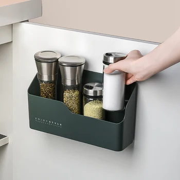 

Multifunction Storage Box Seasoning Bottle Storage Boxs Home Waterproof Kitchen Toothbrush Wall Mount Holder Kitchen Organizer J