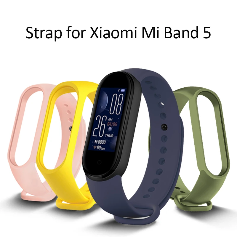 Ремешок силиконовый для Xiaomi Mi Band 5 спортивный цветной браслет 5|Ремешки часов| |