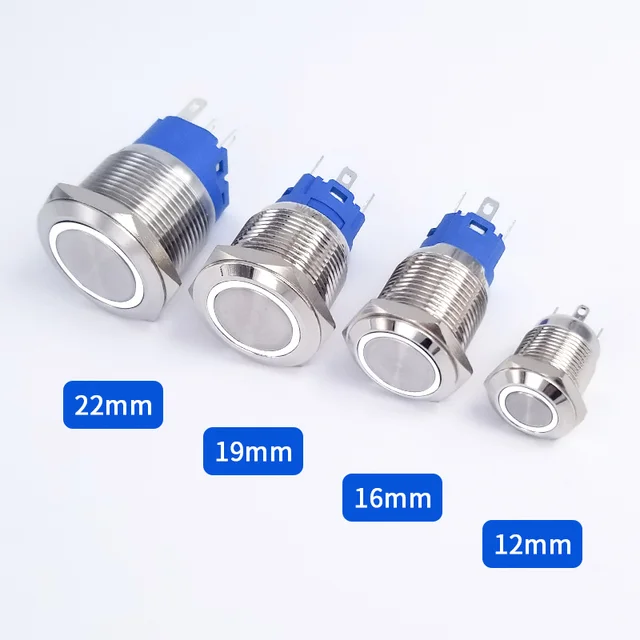 12/16/19/22mm Metal Push Button Switch Momentary Latching Fixed Electric On Off Power Start Stop LED Light 3V 6V 12V 24V 220V White