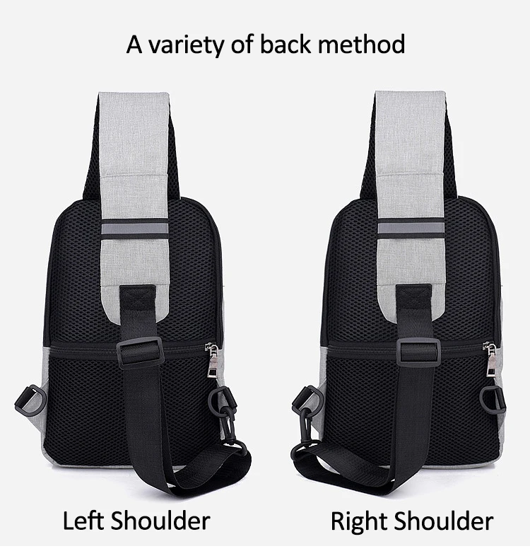 Men's Shoulder Crossbody Bags USB Charging Chest Pack Casual Man Messenger Bags