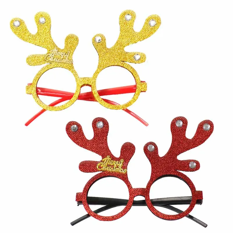 New Year Glasses Gifts Merry Christmas Eve Decorations Party For Home Ornaments Decor Xmas Tree Santa Claus Deer Snowman