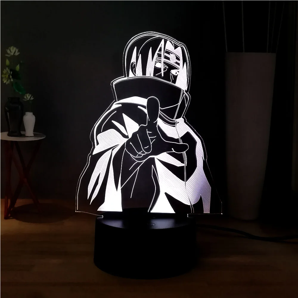 

3D Illusion LED Night Light Naruto Sasuke Uchiha USB Touch Remote Table Lamp The Fire Nation Shikamaru Village Children Gift Toy